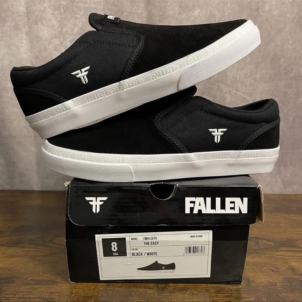NEW Fallen The Easy Black White Vulc Size 8 FMH1ZA15 Men’s Skateboarding Shoes